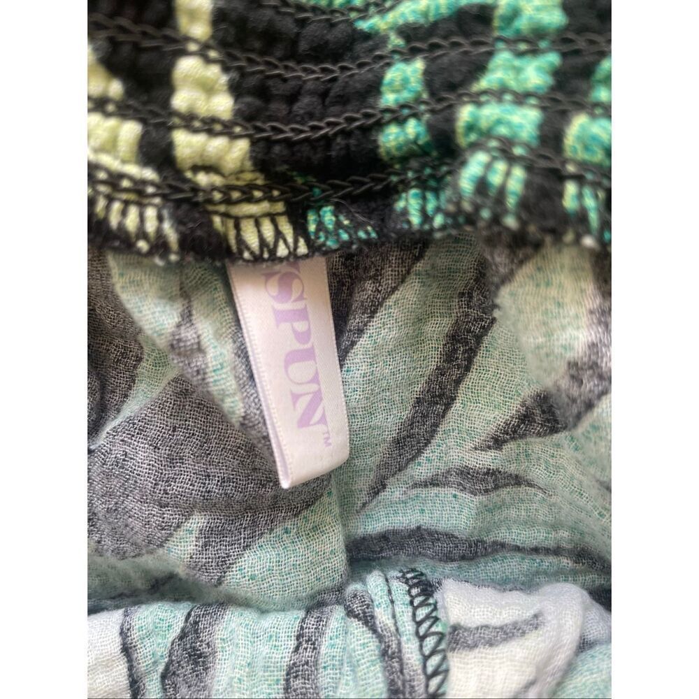 Joy Spun Gauze Cotton Palm Leaf Top Pull On Wide Leg Pant Set Women’s Small 4 6 - Picture 4 of 4